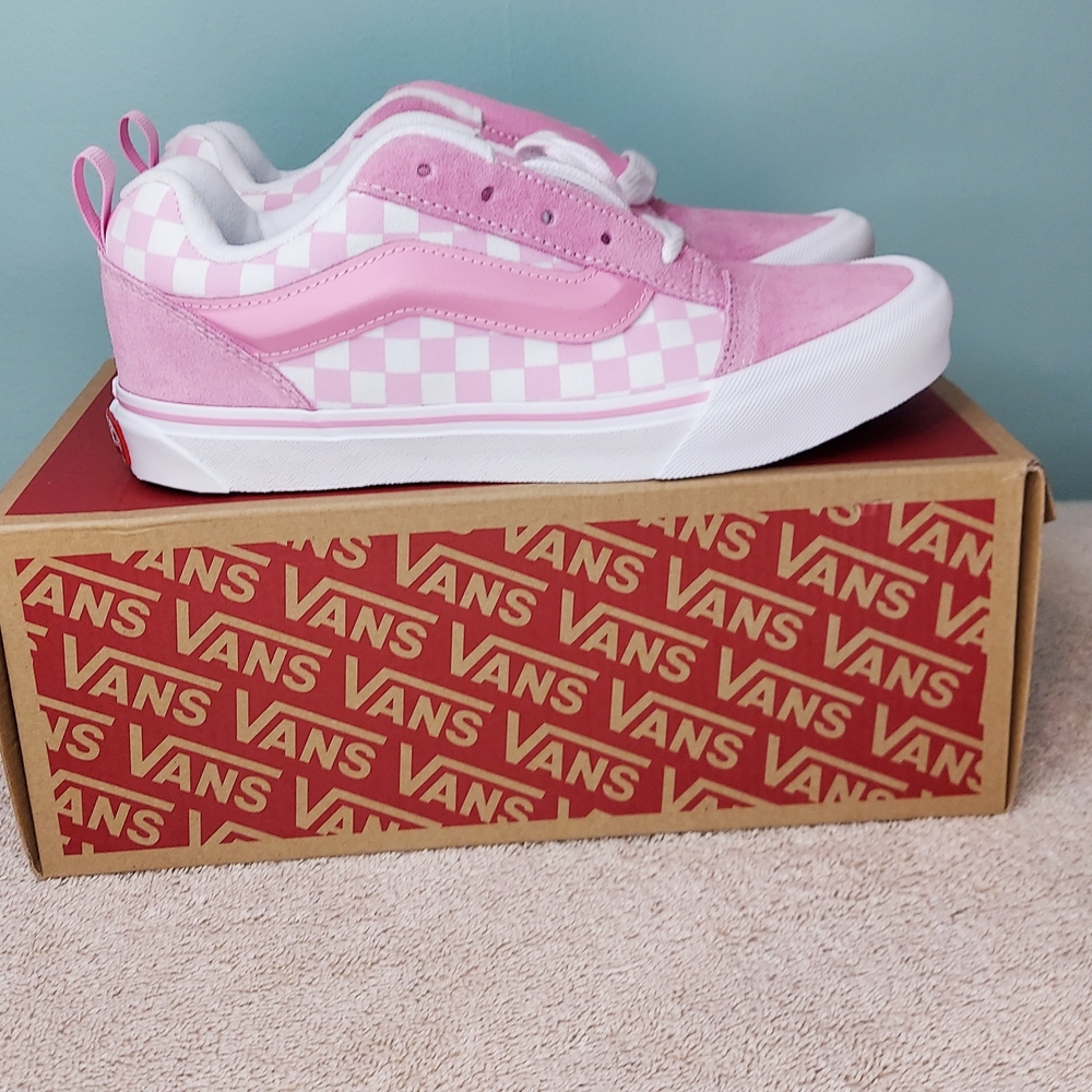 Vans Pink Knu Skool Prism Pink Checkered Womens Sneakers Size 6.5 Juniors Travel - Picture 8 of 16